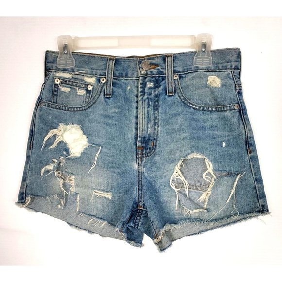 Madewell Women's The Perfect Jean High Rise Distressed Shorts Light Wash  Sz 2 - Picture 1 of 11